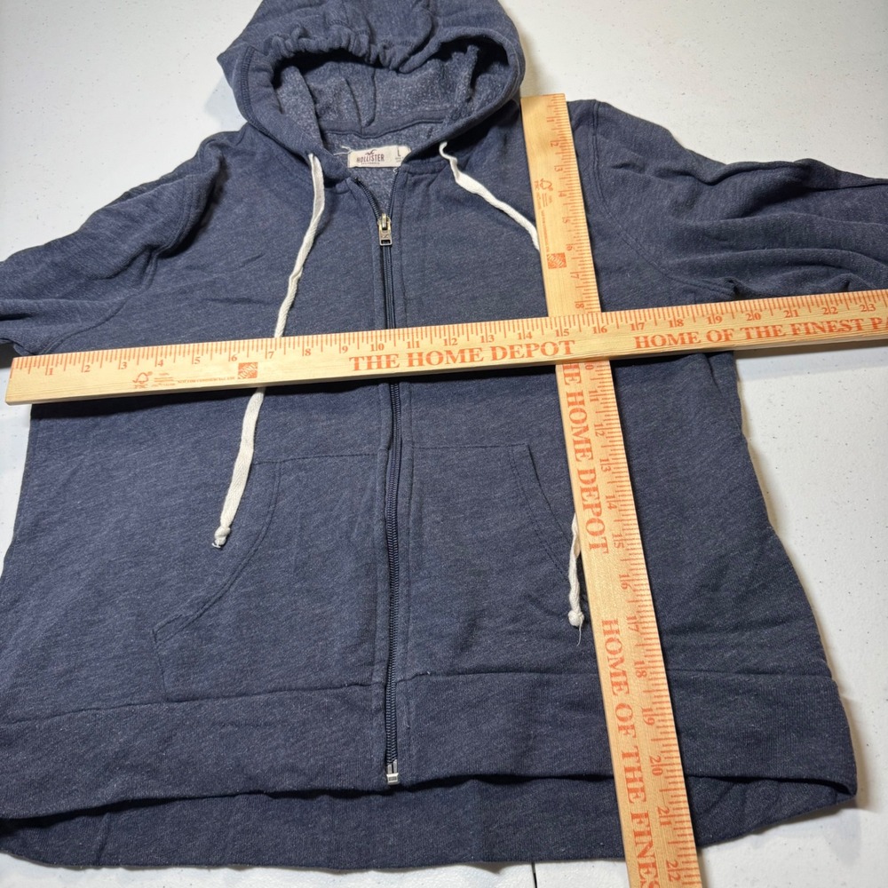 Hollister Zip Up Hoodie Y2k Style Women Large Navy Blue Full Soft Zip Sweatshirt - Picture 5 of 6